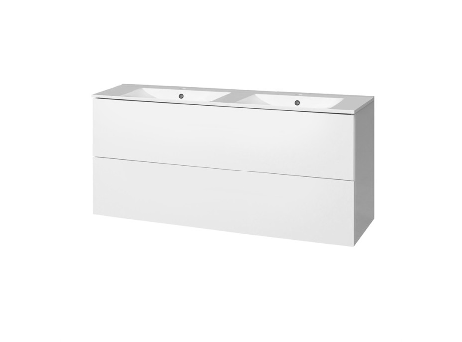 Koupelnová skříňka s keramický umyvadlem 120 cm, bílá