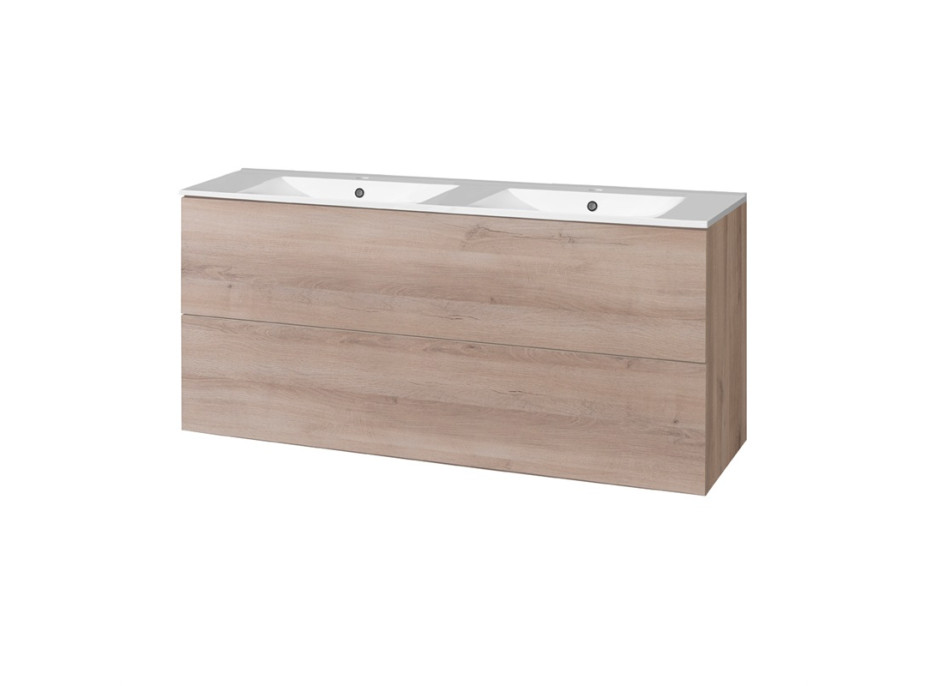 Koupelnová skříňka s keramickým umyvadlem 120 cm, dub