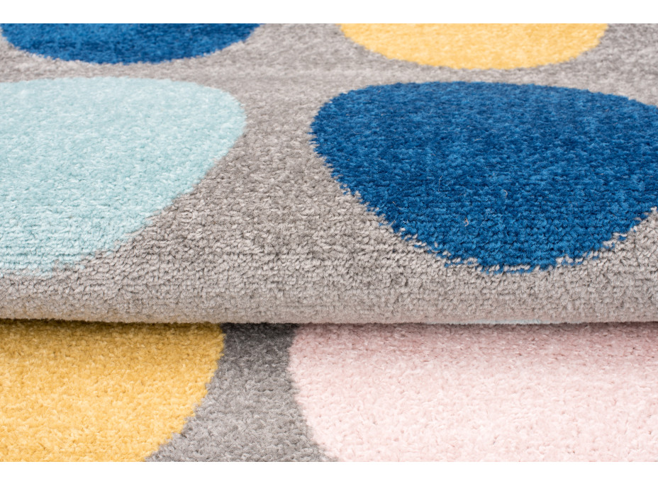 Kusový koberec AZUR puntíky - šedý/tyrkysový/růžový