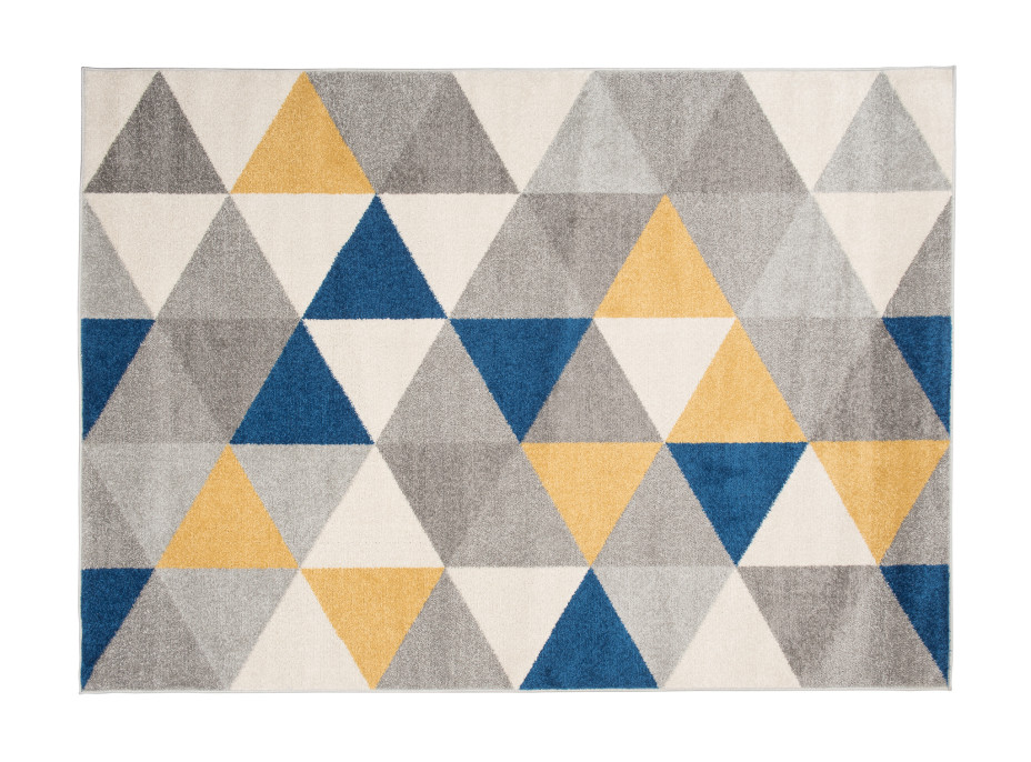 Kusový koberec AZUR trojúhelníky typ A - šedý/žlutý/modrý