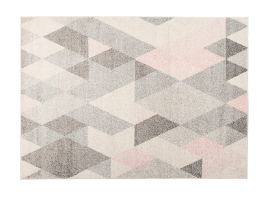 Kusový koberec AZUR trojúhelníky typ F - šedý/růžový