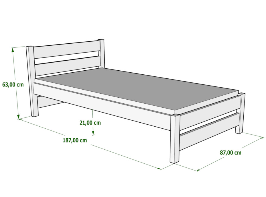 Dětská postel z masivu KARAS - 180x80 cm