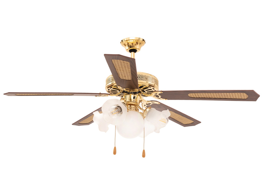 Stropní svítidlo s ventilátorem RETRO - 132 cm - zlaté