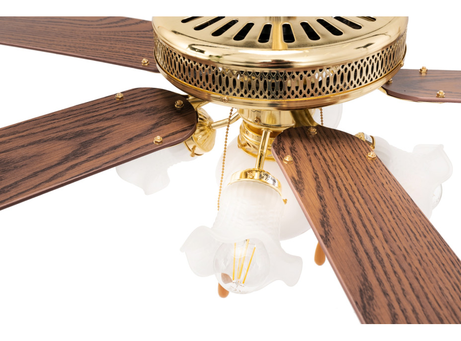 Stropní svítidlo s ventilátorem RETRO - 132 cm - zlaté