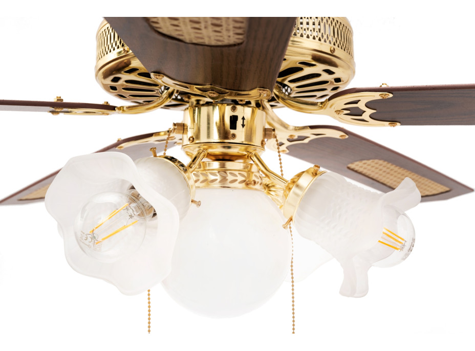 Stropní svítidlo s ventilátorem RETRO - 132 cm - zlaté