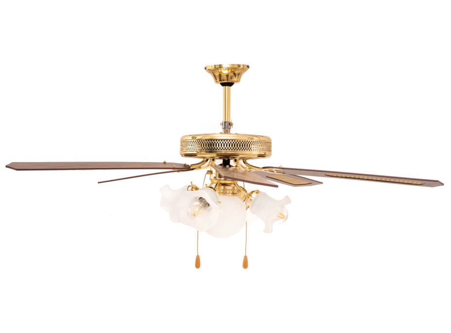 Stropní svítidlo s ventilátorem RETRO - 132 cm - zlaté