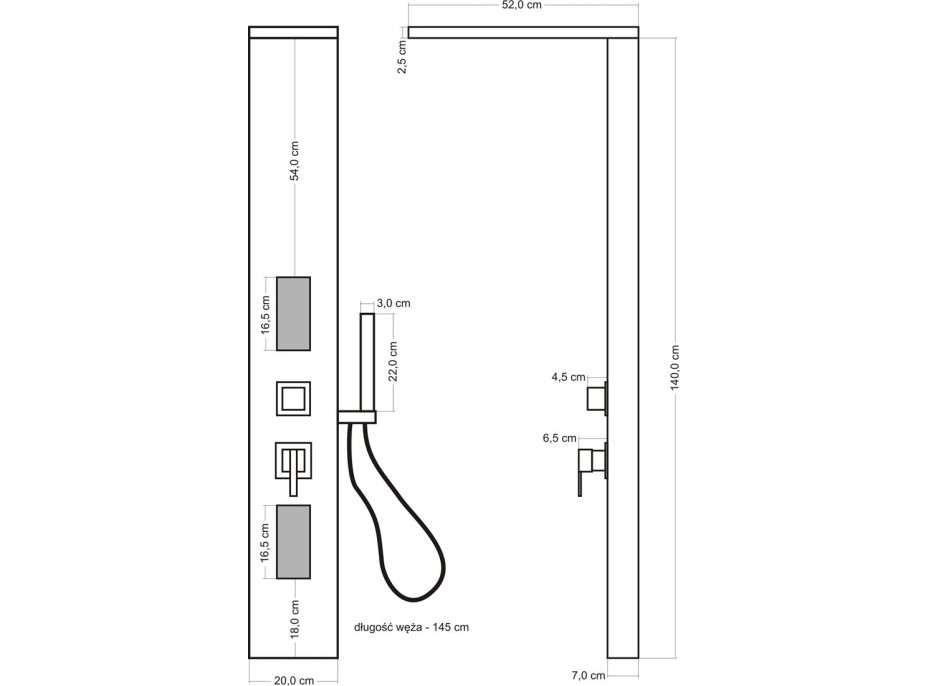 Sprchový panel RAFF