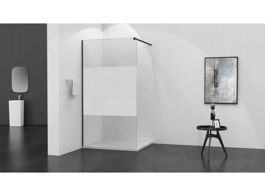 Koupelnová pevná zástěna MAXMAX KIOTO BLACK 120 cm - čiré/mat