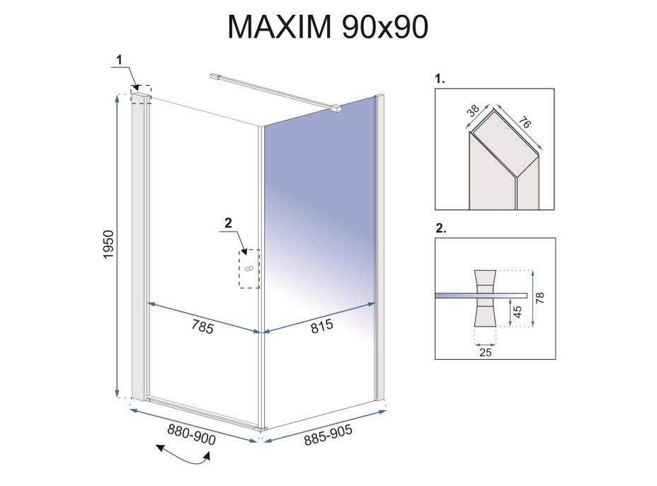 Sprchový kout MAXMAX Rea MAXIM 90x90 cm