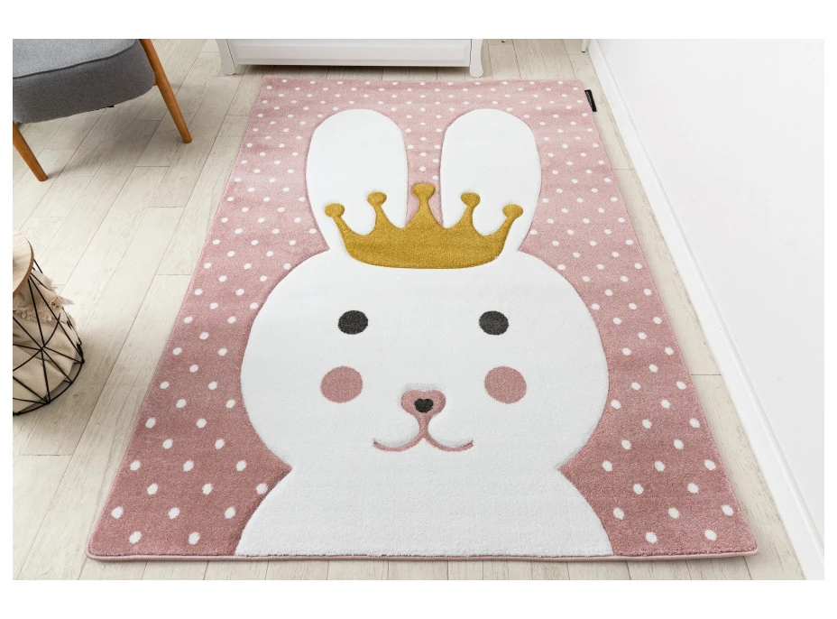 SKLADEM: Dětský kusový koberec PetMe Král králík - růžový - 200x290 cm