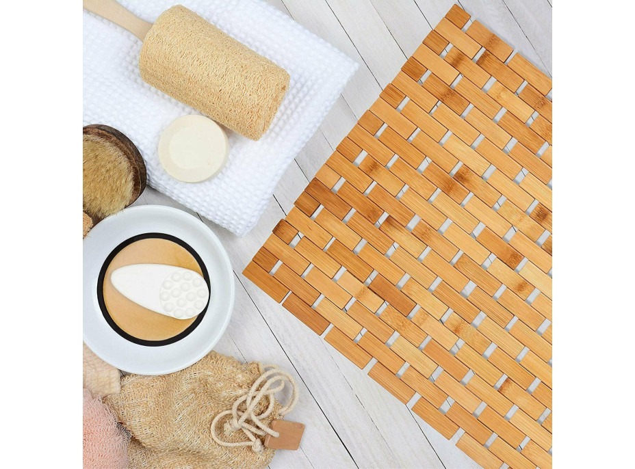 Koupelnová mozaiková bambusová předložka 40x60 cm