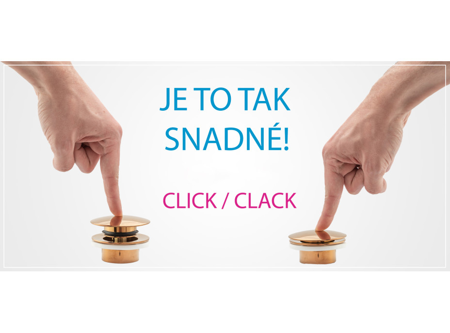 Sifon s click/clack zátkou MAXMAX Rea světle zlatý - univerzální