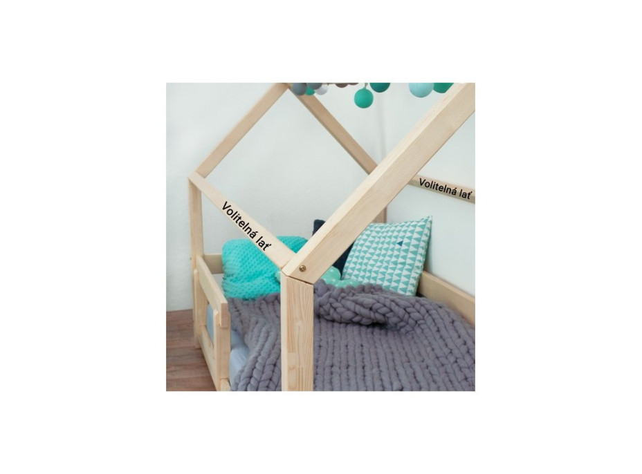 Dětská domečková postel z masivu 160x90 cm TEREZA se zábranami