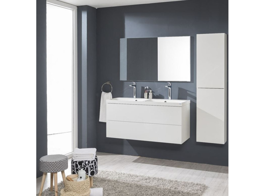 Koupelnová skříňka s keramický umyvadlem 120 cm, bílá