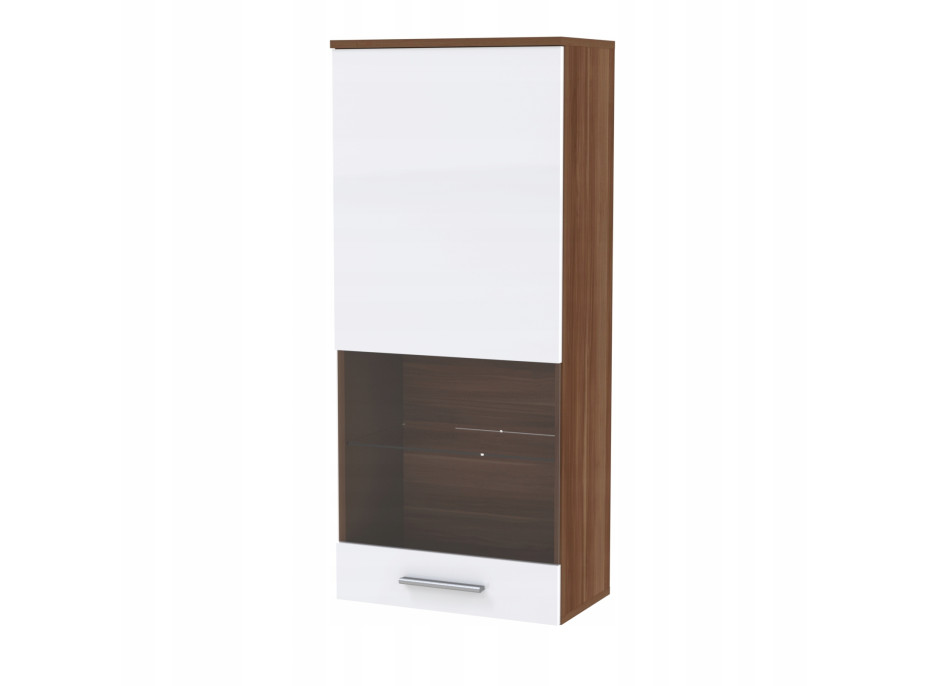 Obývací stěna COSMOS II s LED podsvícením - švestka/bílá lesklá