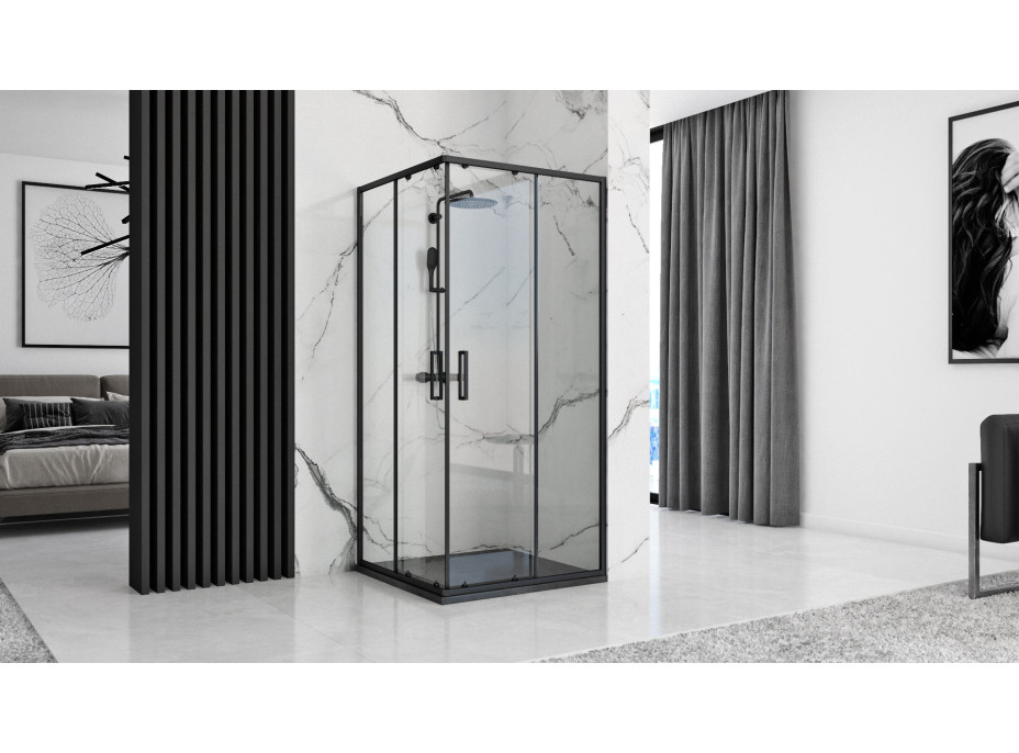 Sprchová kamenná vanička MAXMAX Rea STONE 90x90 cm - černá