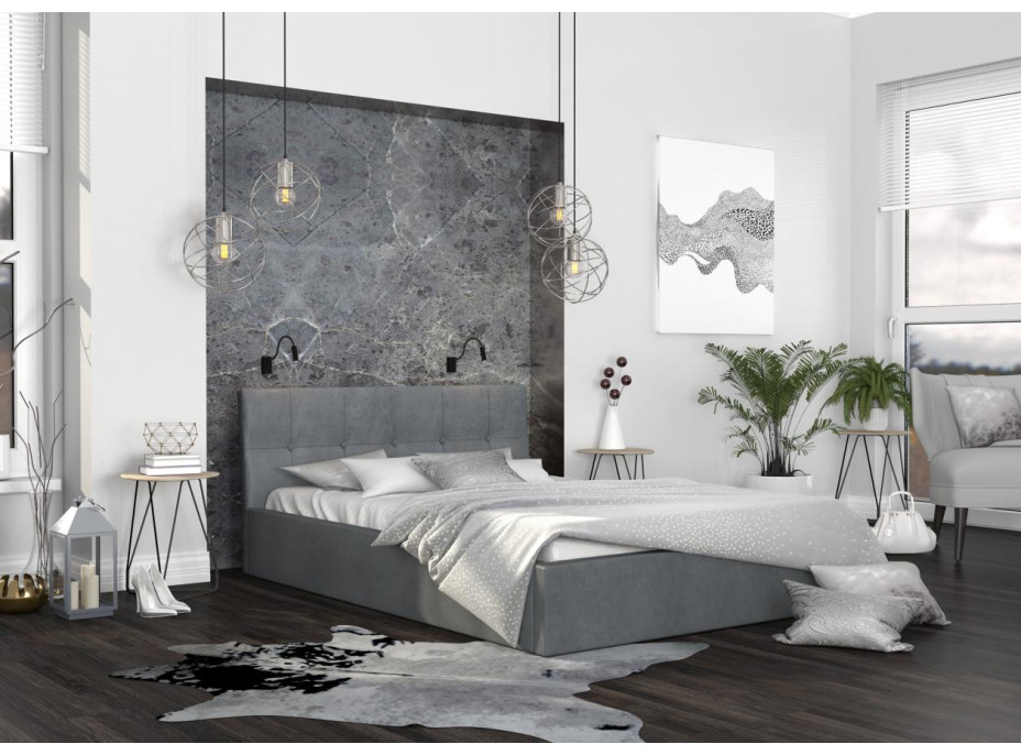 Postel RINO 200x120 cm s úložným prostorem - Paris čalounění - ocelová šedá