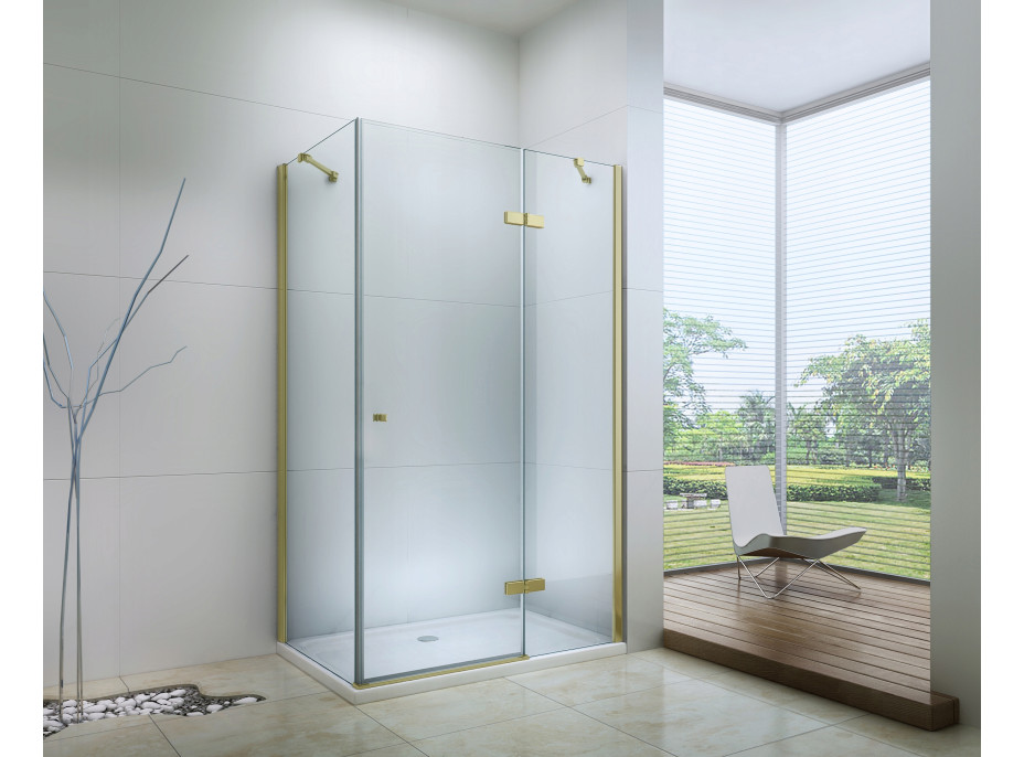 Sprchový kout ROMA 120x100 cm - zlatý - čiré sklo