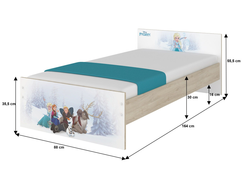 Dětská postel MAX - 160x80 cm - RŮŽOVÁ BALETKA - dub sonoma