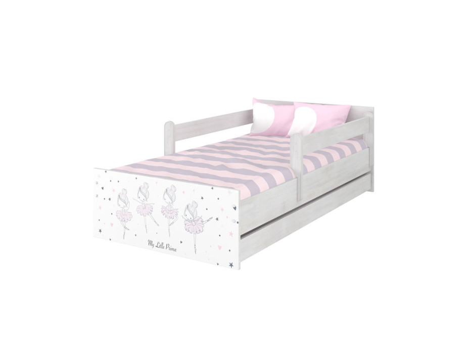 Dětská postel MAX - 200x90 cm - RŮŽOVÁ BALETKA - norská borovice