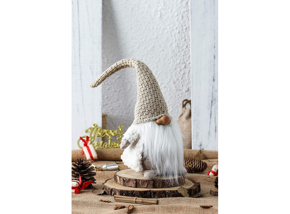 Vánoční skřítek 42 cm - ecru bílý