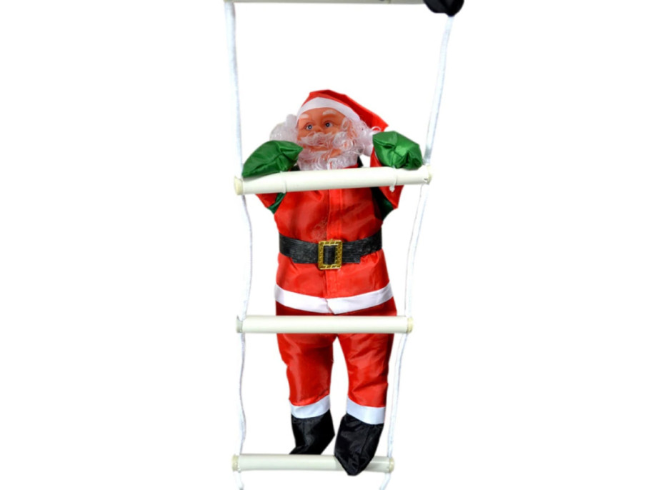 Vánoční svítící LED dekorace Santa na žebříku - 95 cm