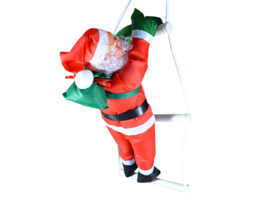 Vánoční svítící LED dekorace Santa na žebříku - 95 cm
