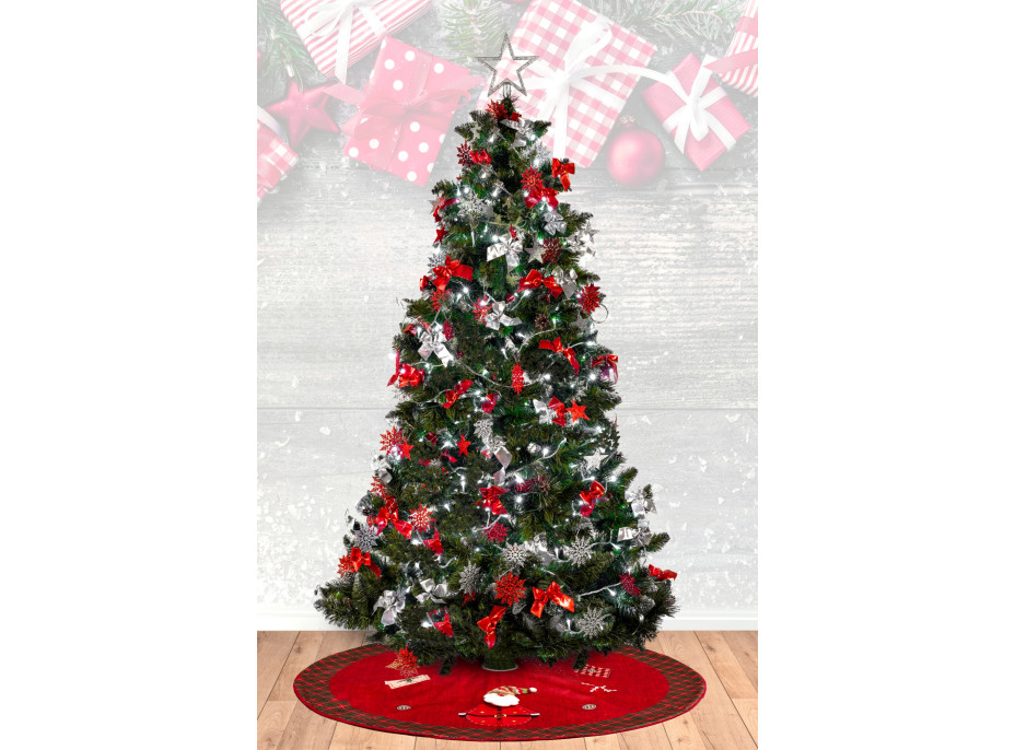 Vánoční podložka pod stromeček s krajkou - 120 cm - červená