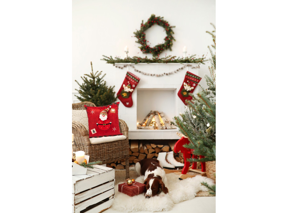 Vánoční povlak na polštář 45x45 cm - Santa