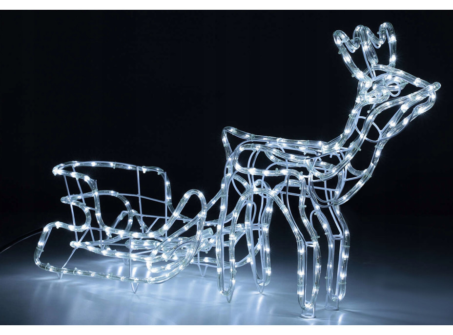 Vánoční svítící LED sob se sáněmi - 288 LED - 160 cm
