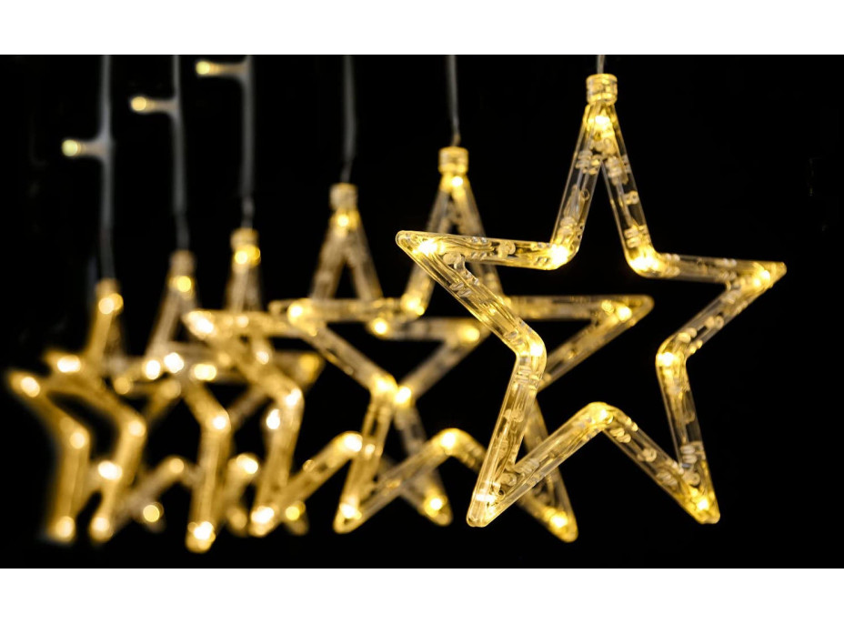 Vánoční svítící řetěz - hvězdy - 92 LED - 250x110 cm