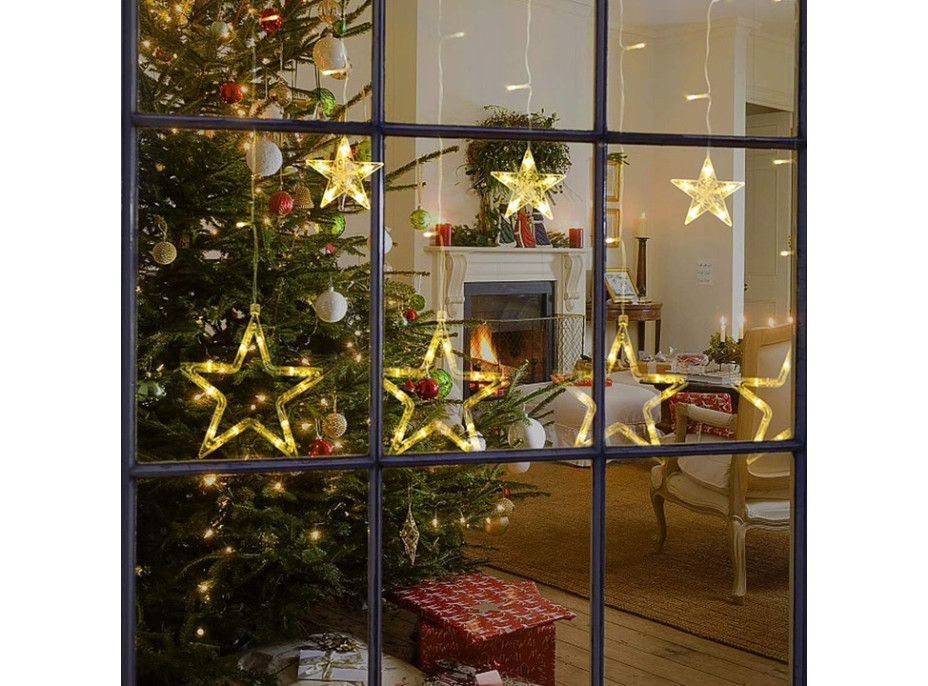 Vánoční svítící řetěz - hvězdy - 92 LED - 250x110 cm