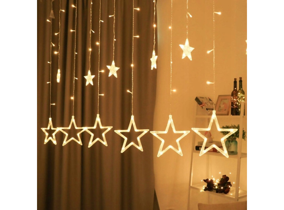 Vánoční svítící řetěz - hvězdy - 92 LED - 250x110 cm