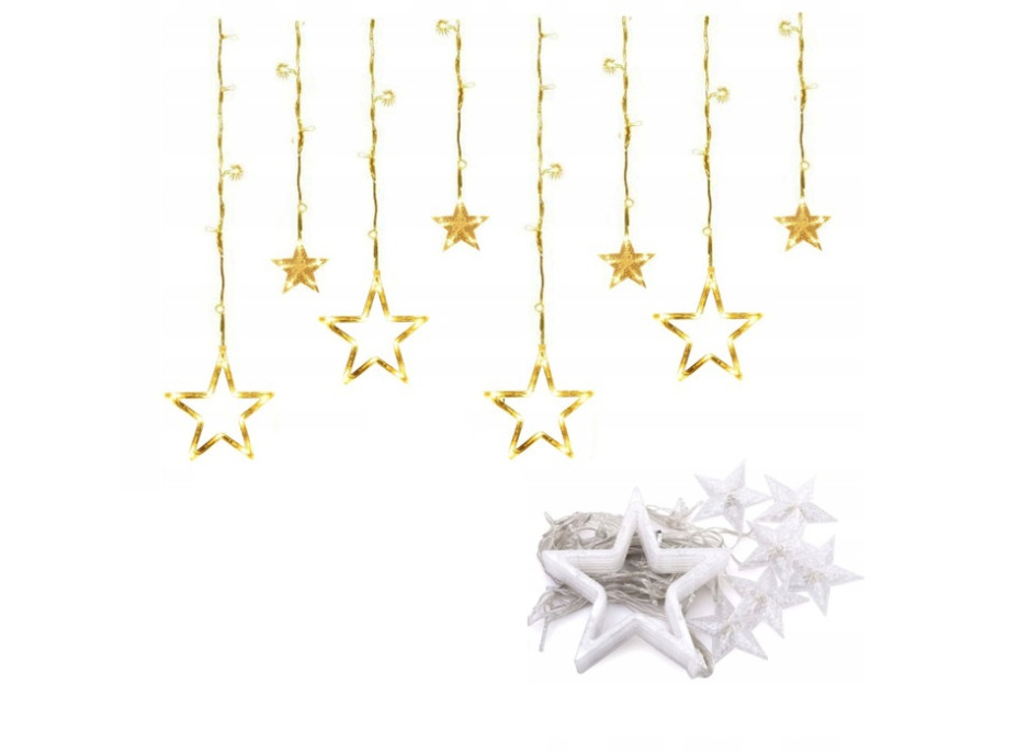 Vánoční svítící řetěz - hvězdy - 92 LED - 250x110 cm