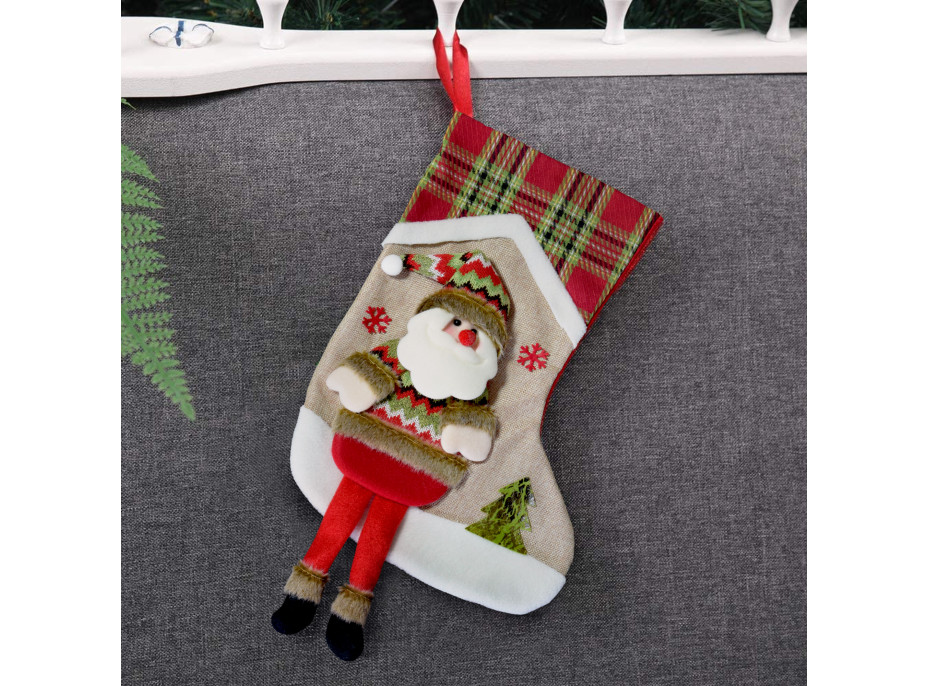 Vánoční závěsná ponožka se Santou na malé dárečky - 53x30 cm