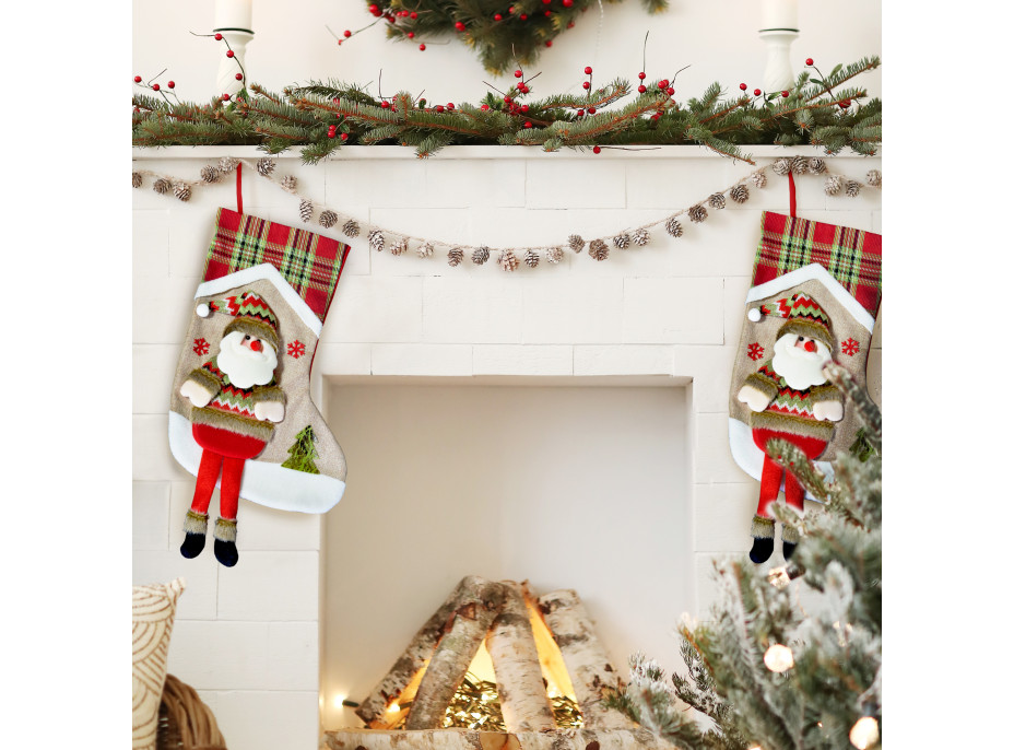 Vánoční závěsná ponožka se Santou na malé dárečky - 53x30 cm