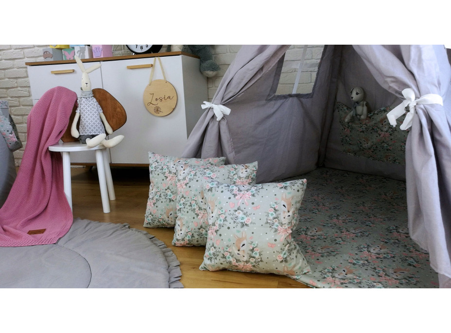 Dětský stan TEEPEE (TÝPÍ) SRNEČKY s doplňky - šedý