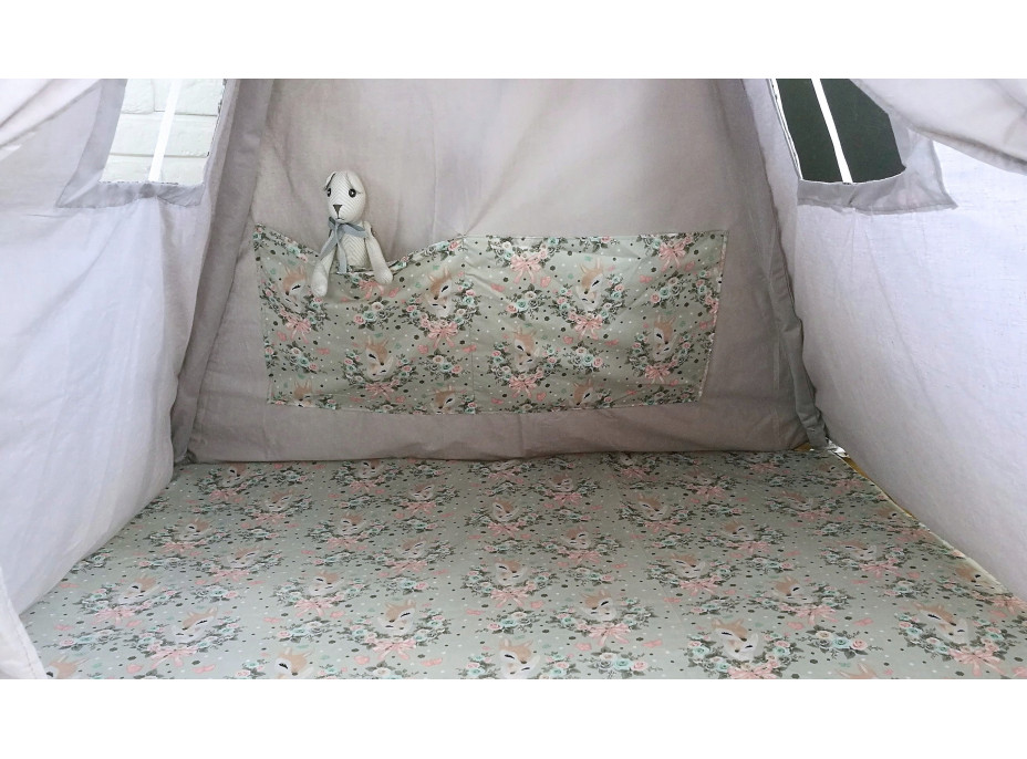 Dětský stan TEEPEE (TÝPÍ) SRNEČKY s doplňky - šedý