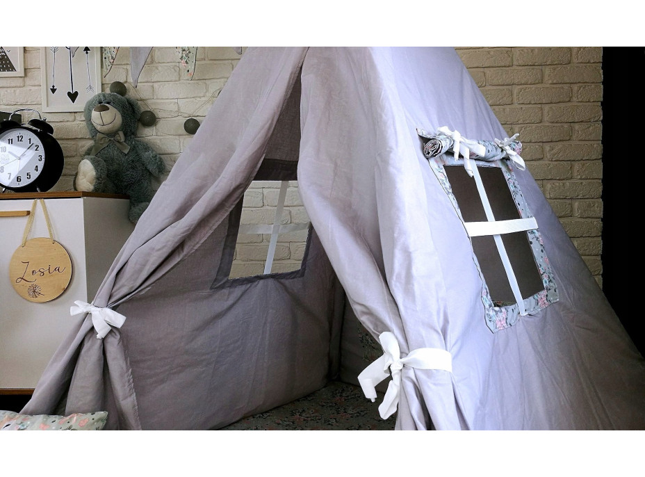 Dětský stan TEEPEE (TÝPÍ) SRNEČKY s doplňky - šedý