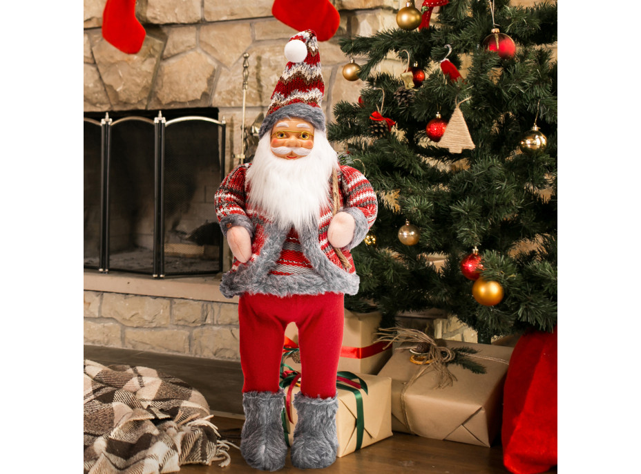 Vánoční dekorativní figurka Santa Claus s pytlem - 62 cm