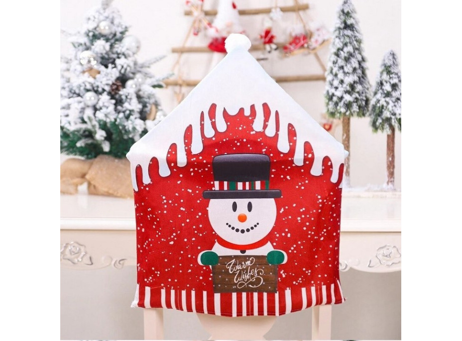 Vánoční návlek na židle - Santa, sobík a sněhulák - sada 3 kusů