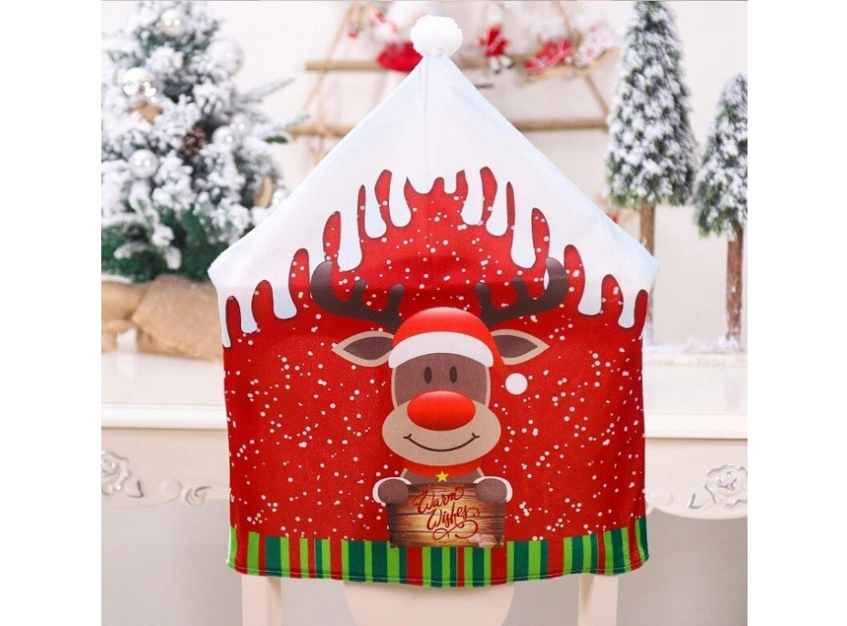 Vánoční návlek na židle - Santa, sobík a sněhulák - sada 3 kusů