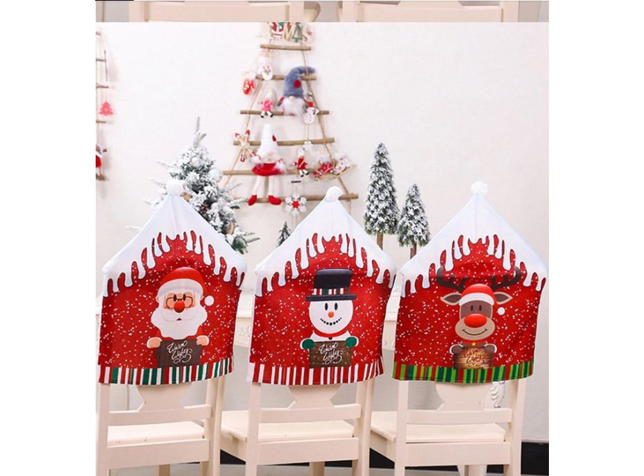 Vánoční návlek na židle - Santa, sobík a sněhulák - sada 3 kusů