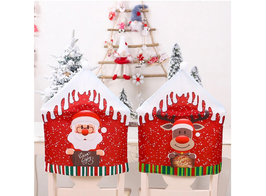 Vánoční návlek na židle - Santa, sobík a sněhulák - sada 3 kusů