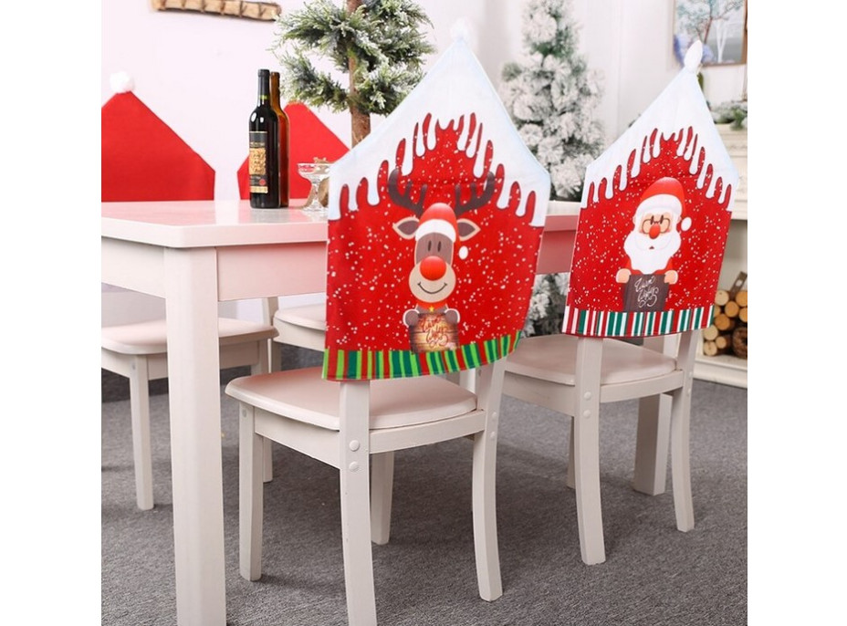 Vánoční návlek na židle - Santa, sobík a sněhulák - sada 3 kusů