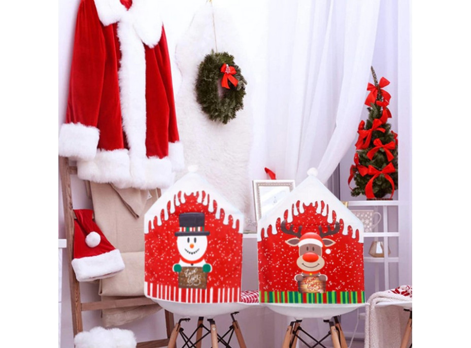 Vánoční návlek na židle - Santa, sobík a sněhulák - sada 3 kusů