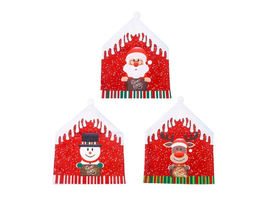 Vánoční návlek na židle - Santa, sobík a sněhulák - sada 3 kusů
