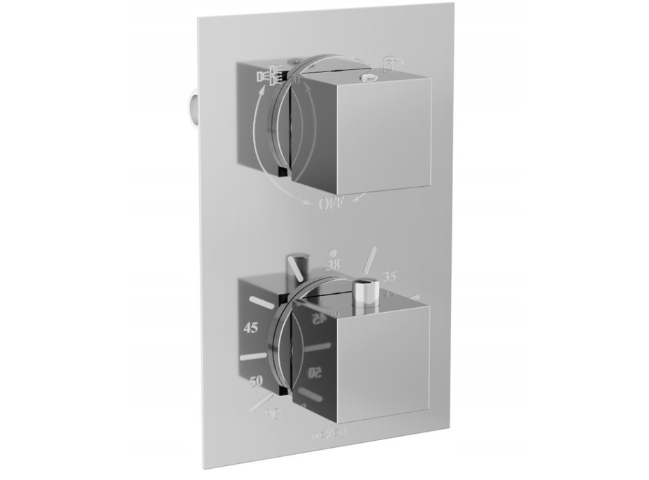 Podomítková termostatická baterie MEXEN CUBE - chrom - 2 výstupy, 77502-00