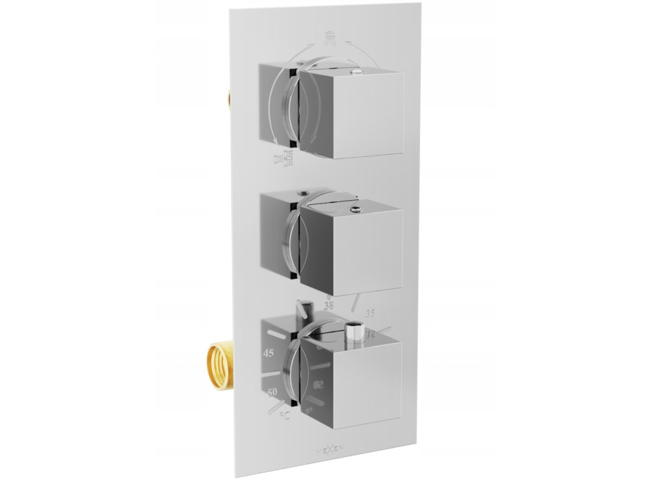 Podomítková termostatická baterie MEXEN CUBE - chrom - 3 výstupy, 77503-00