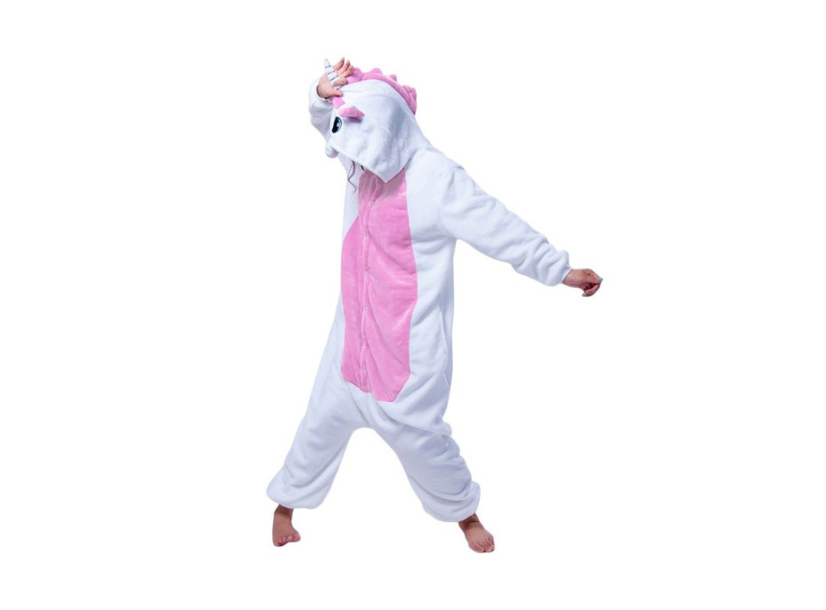 Overal KIGURUMI - jednorožec světle růžový/bílý